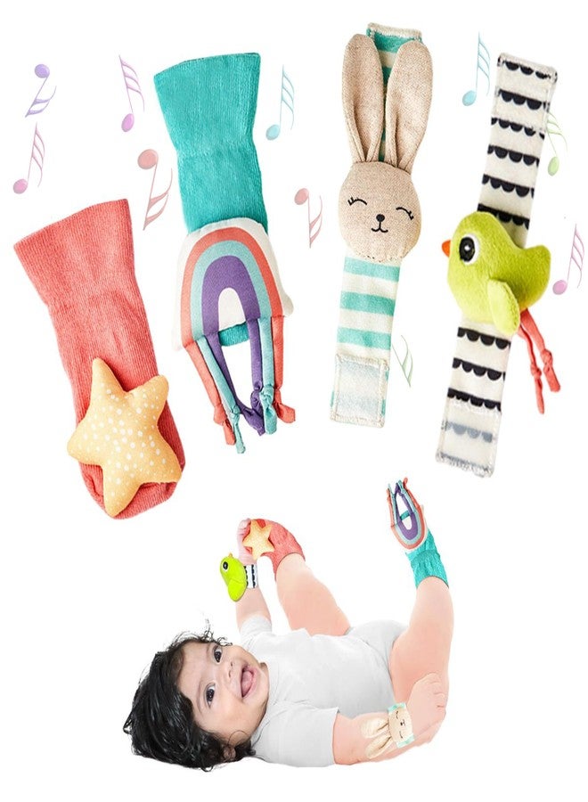 Curious Cub Rattle Set for Babies | Soft Sensory Toy for Early Learning | Wrist Rattle & Foot Finder Socks | Newborn Baby Gift for 0-12 Months - Image 1